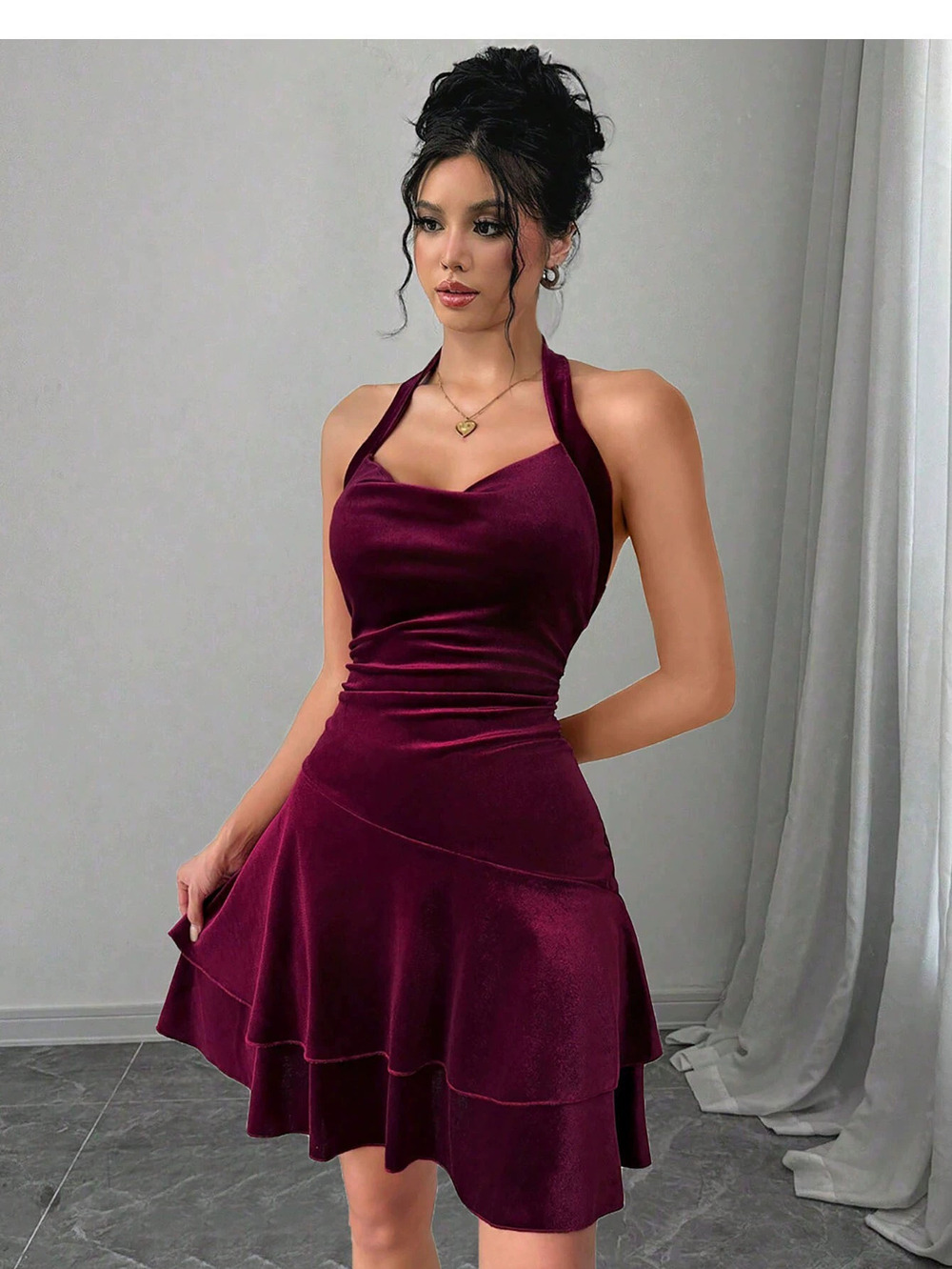 ZARA Spring Summer Sexy Velvet Halter Party Dress